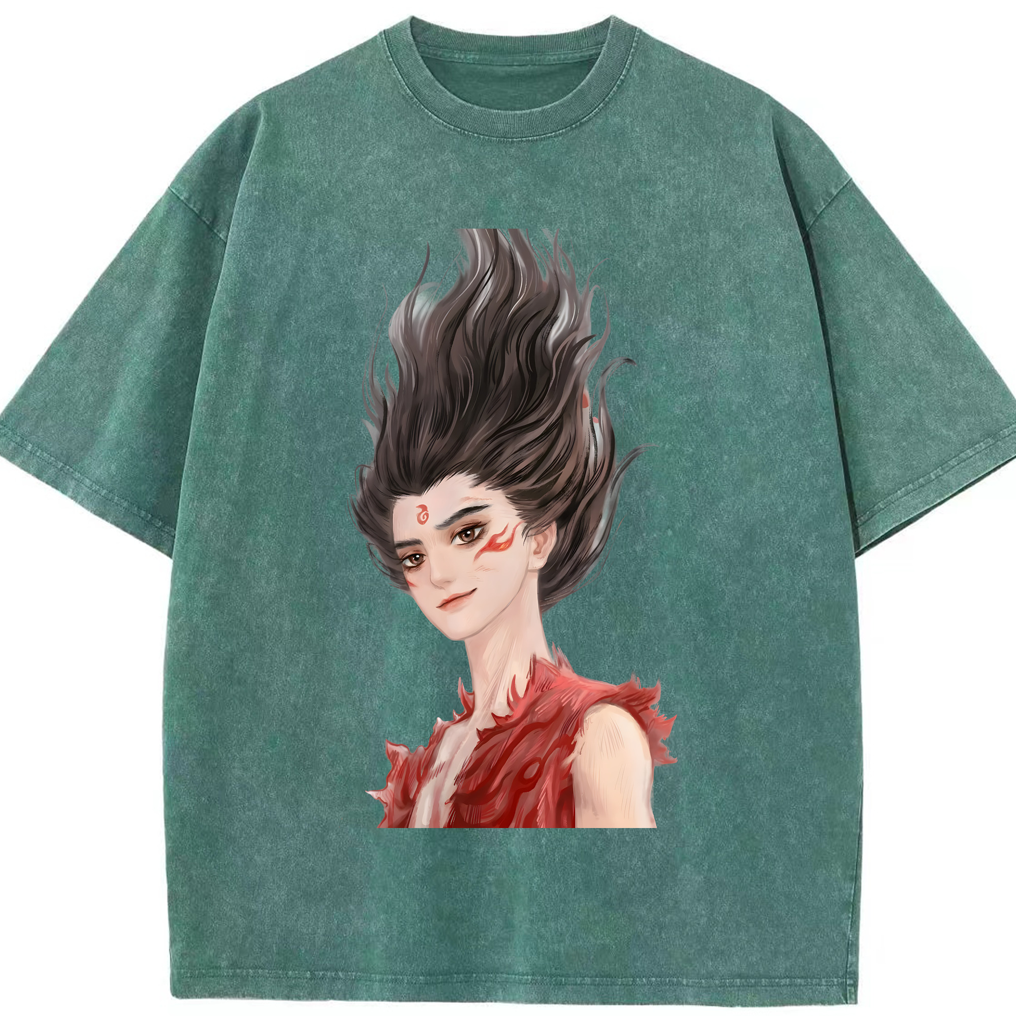 （画像用） Ne Zha 2 ナタ 魔童の大暴れ 綿100% ヴィンテージ風 半袖Tシャツ（フロントプリント）